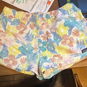 Patagonia Women's Floral Athletic Shorts - Blue, Yellow, Pink